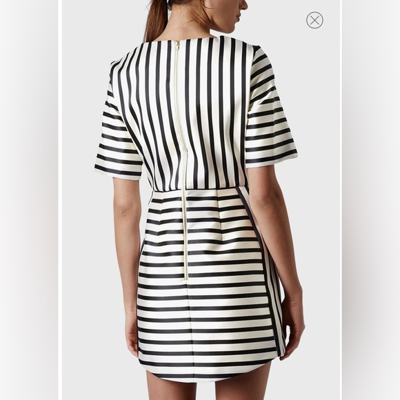 TOP SHOP - striped black white tailored fitted cocktail dress size US 4 - Picture 5 of 15